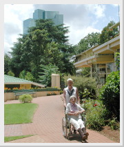 Walking in the gardens of the German Old Age Home